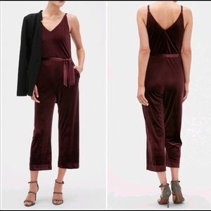 Banana republic burgundy velvet jumpsuit, 6 Petite, NWT